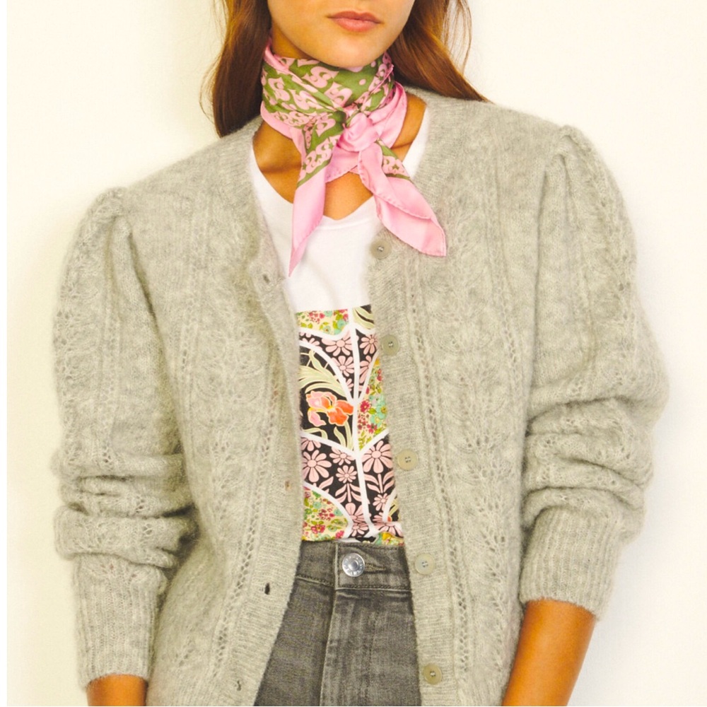 NWT Sandro Mohair/Wool Blend Puff Sleeve Cardigan